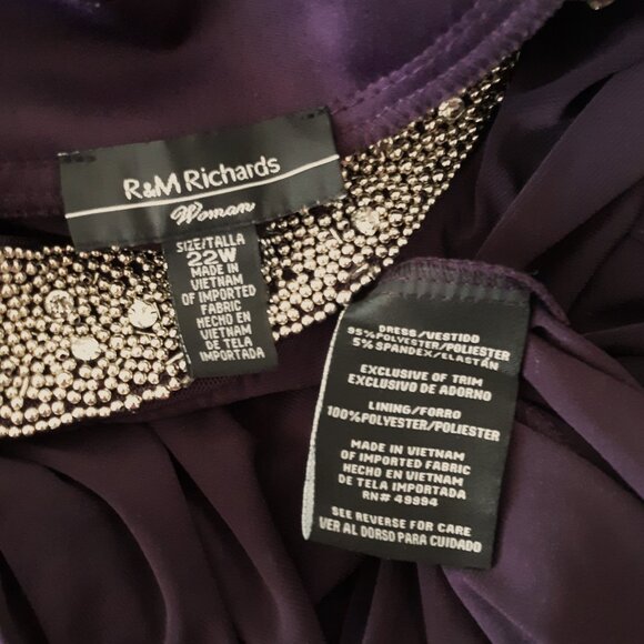 R&M Richards Swing Midi Dress Bling Embellished Jeweled Neckline Plus Size 22W - Picture 5 of 6